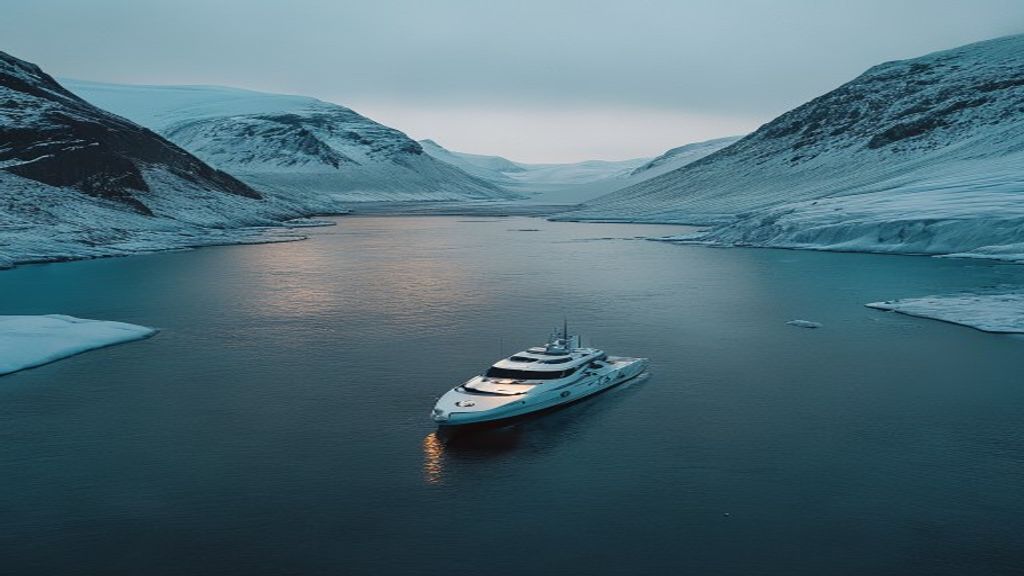 lone yacht in vast fjord