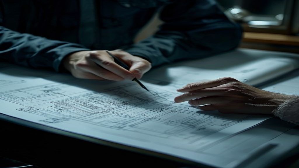 blueprints on a table