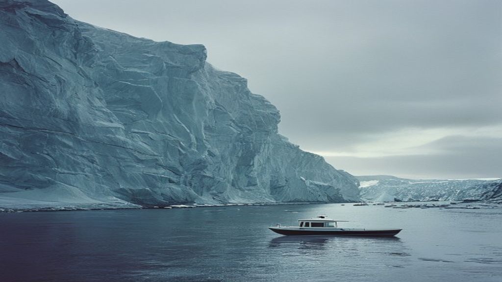 calving glacier over zodiac