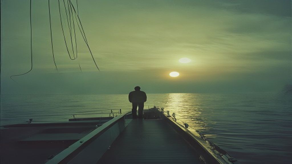 lone figure on foredeck