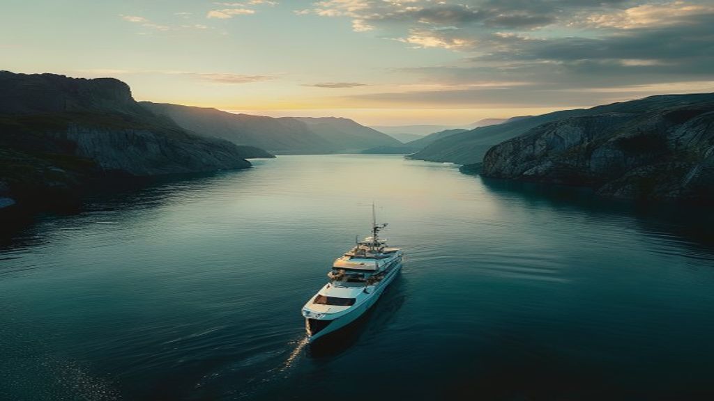 lone yacht golden midnight sun